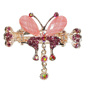 Haargreifer Schmetterling Haarspange Haarkneifer Haarklammer Metall & Strass rot rosa gold 4863b